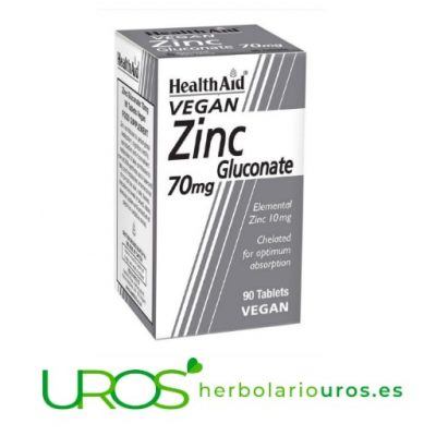Gluconato de Zinc de Health Aid - Zinc Vegano de Health Aid Zinc en cápsulas de Health Aid - dosis elevadas para tus defensas Suplemento natural a base de Zinc - para tu sistema inmune, tu digestión y tu tus articulaciones flexibles - con buena biodisponibilidad