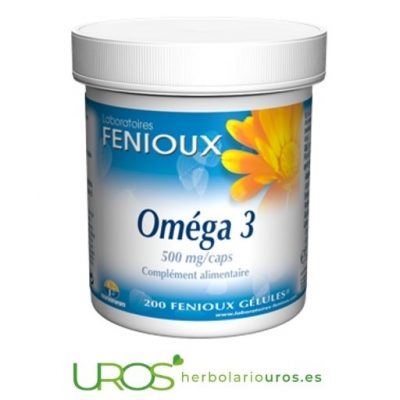 OFERTA en omega tres (Omega 3) envase grande de 200 perlas Corazón y cerebro - mejor con ácidos grasos omega 3 Omega tres de Fenioux Corazón y cerebro funcionan mejor con ácidos grasos omega 3