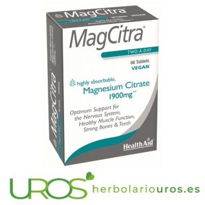 MagCitra de HealthAid: Citrato de magnesio en cápsulas MagCitra de Health Aid: Citrato de magnesio para tu sistema nervioso Suplemento natural de laboratorios HealthAid a base de citrato de magnesio