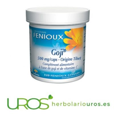 Goji de laboratorios naturales Fenioux - envase 120 cápsulas  Goji de laboratorios naturales Fenioux - bayas de Goyi en cápsulas Lycium chinense - Goji (goyi) puro en cápsulas de laboratorios naturales Fenioux 