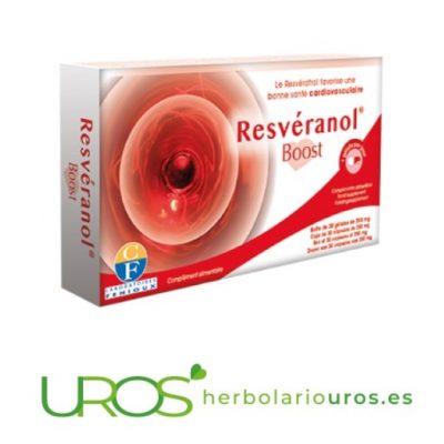 Cápsulas de resveratrol puro: Resveranol boost de Fenioux Resveratrol puro - antioxidantes naturales para tu salud cardiovascular Resveranol Boost en cápsulas de lab. Fenioux - remedio a base de la piel de la uva