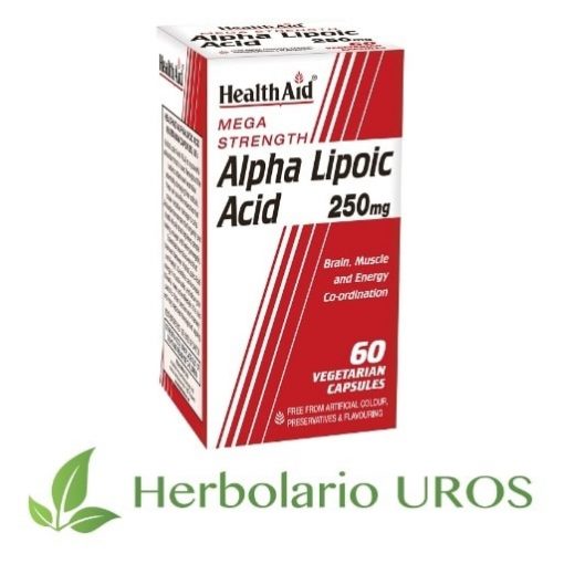 Ácido Alfa Lipoico HealthAid - un antioxidante natural Ácido Alfa Lipoico 250 mg de Health Aid - tu envase grande y cómodo para dos meses Una ayuda efectiva contra tu estrés oxidativo - toma una cápsula al día