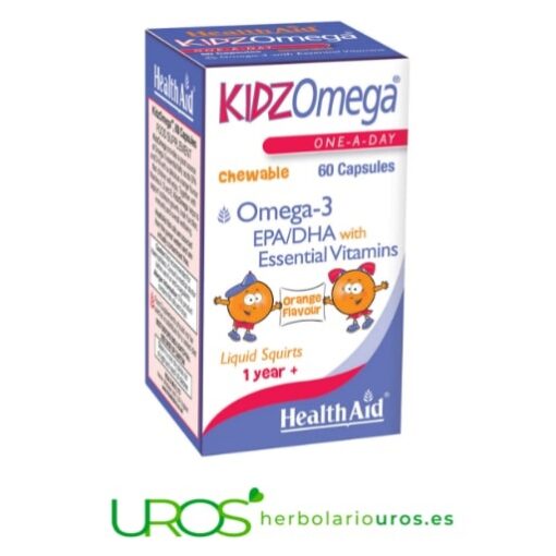 KidzOmega - Omega 3 para niños KidzOmega - Omega 3 puro para menores Omega 3 de Health Aid para niños - tu ayuda para un correcto desarrollo de los menores