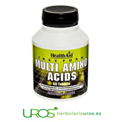 Complejo de Aminoácidos Health Aid para tu rendimiento Complejo de Aminoácidos en cápsulas - tu ayuda natura para rendir más Tu suplemento natural de aminoácidos en cápsulas de laboratorios Health Aid - para tu bienestar emocional y para maximizar tu rendimiento físico