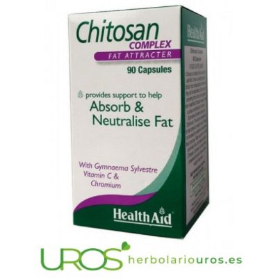 Chitosan qué es - control de peso y menor absorción de grasas Chitosan Complex HealthAid - chitosan en cápsulas  Chitosan en cápsulas de HealthAid ayuda en las dietas de control de peso al ayudar en un mejor metabolismo de las grasas 