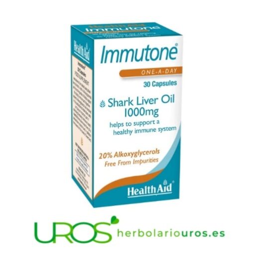 Immutone Health Aid - Aceite de hígado de tiburón Immutone de Health Aid - Aceite de hígado de tiburón Un suplemento natural para tus defensas y articulaciones