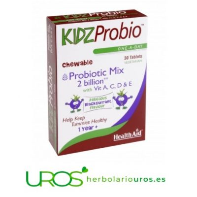 KidzProbio de Health Aid - Probiótico masticable para niños Comprimidos masticables para menores Probióticos con vitaminas masticables para niños - KidzProbio Health Aid Comprimidos masticables para niños - Probióticos con Vitaminas para los más pequeños