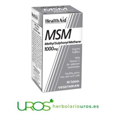MSM HealthAid - para tus articulaciones sanas y fuertes MSM puro en cápsulas de HealthAid - tu dosis alta de MSM Metilsulfonilmetano (es decir el MSM) - 1000 mg por cápsula - para tu mejor salud articular