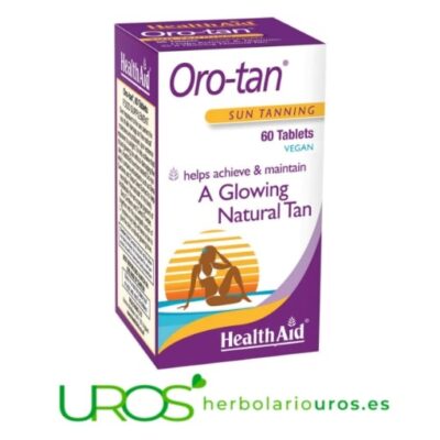 Oro-Tan de Health Aid - para un bronceado saludable Oro-Tan de Health Aid - un bronceado natural y saludable Este suplemento natural está pensado para evitar el daño oxidativo de la piel