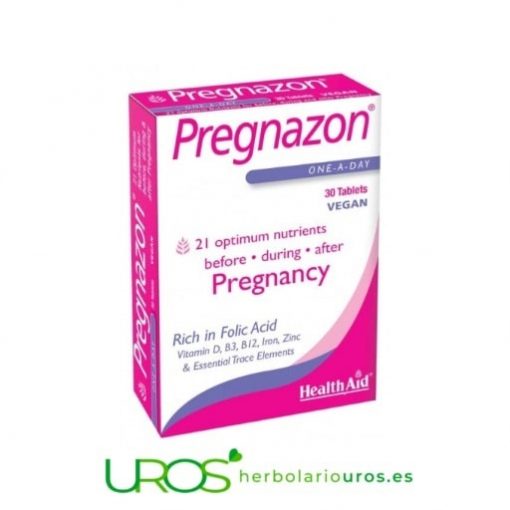 Pregnazon HealthAid 30 cápsulas para tu embarazo saludable Pregnazon Complete HealthAid - complemento para tu gestación saludable Remedio Pregnazon de HealthAid viene en envase 30 cápsulas - tienes para un mes - tu suplemento para tu embarazo saludable