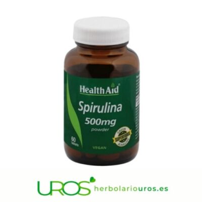 Spirulina comprimidos HealthAid: Espirulina Pura Cápsulas Espirulina en comprimidos de laboratorios HealthAid Una ayuda para tener energía, en casos de anemia y como ayuda al sistema inmune