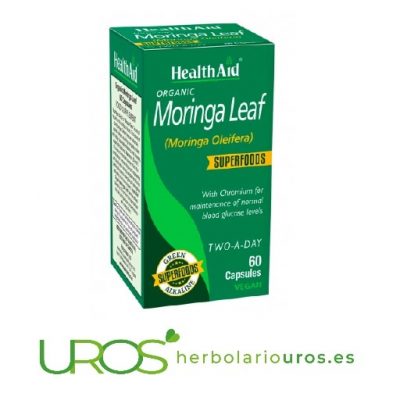 Moringa pura en cápsulas de laboratorios naturales HealthAid Moringa pura en cápsulas de laboratorios Health Aid La hoja en polvo encápsulada es un suplemento natural para casos de diabetes