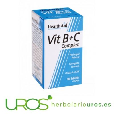 Complejo B+C en pastillas - Vitamina B y Vitamina C Vitaminas del grupo B y Vitamina C - Complejo B+C en comprimidos Vit B+C complex de Health Aid: Pastillas de liberación prolongada para casos de fatiga