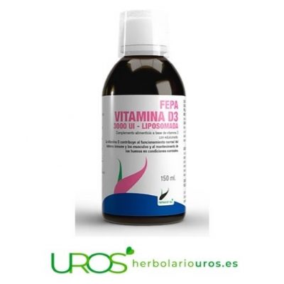 Vitamina D liposomada - Fepa Vitamina D3 en dosis altas Este remedio liposomado te aporta una elevada dosis de la vitamina D pura - 4000 U.I. (es decir unidades internacionales) de la vitamina D Vitamina D liposomada en líquido - Tu envase para un mes - 150 ml de vitamina D - su forma liposomada (es decir liposomal) garantiza su buena absorción por tu organismo