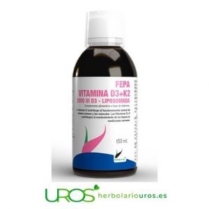 Vitamina D3 + K2 liposomada: Fepa Vitamina D3 + K2 en líquido - 150 ml Fepa Vitamina D3 + K2 en forma liposomada ayuda a tu sistema inmune Tu envase grande de tus vitaminas en líquido de 150 ml 