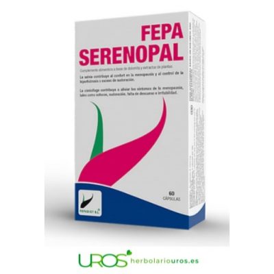 Fepa Serenopal - tu ayuda natural en menopausia Remedio natural que te puede ayudar en la menopausia y sus síntomas El Fepa Serenopal te puede ayudar, por los ingredientes que te aporta, en sofocos, sudoración, falta de descanso e irritabilidad