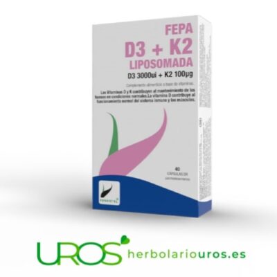 Fepa Vitamina D3 + K2 Liposomada Tu Vitamina D3 Con La Vitamina K2 En Forma Liposomada - 40 Cápsulas