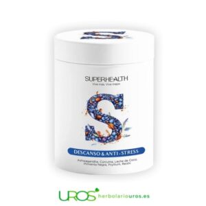 Superhealth descanso y antiestres Superhealth descanso y anti-stress – tu aliado natural contra el insomnio y la ansiedad Super Health descanso: Tu envase cómodo de 150g para un mes - duerme bien y relájate 